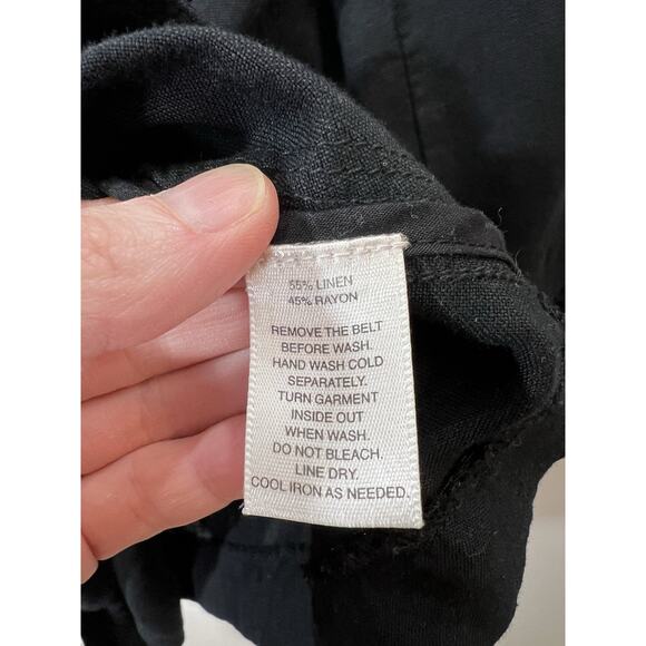 White House Black Market Women's Linen Blend Blouse Size S 6 Ruffle Dark Cottage - Picture 4 of 9